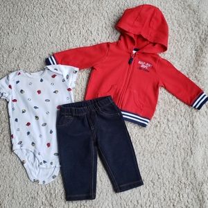 Carter's 3 piece outfit,  6M